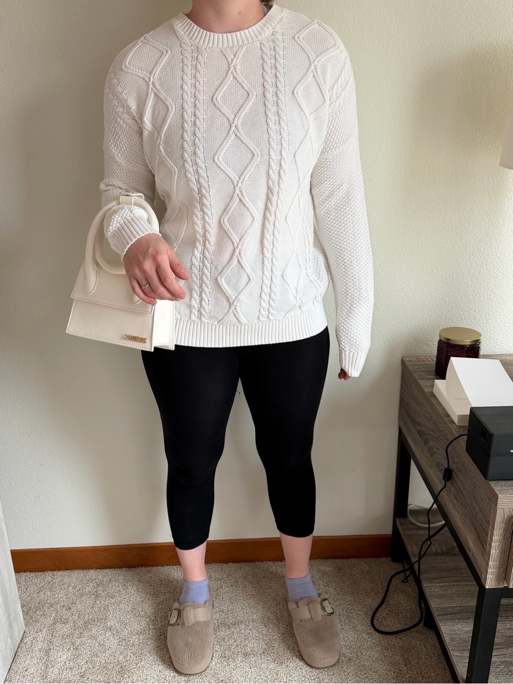 Hollister white cable Knit Pullover Sweater